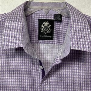 English Laundry Purple & White Checkered Men's Dress Shirt set style size XXL
